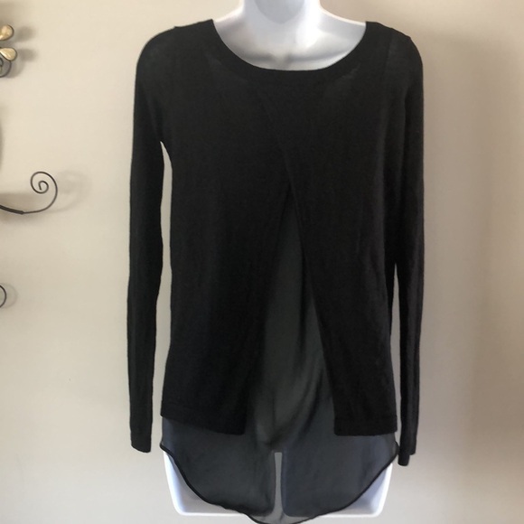 Express Cropped Scooped Neck Lightweight Sweater M Tunic Top Shear Panel Back - Picture 6 of 13